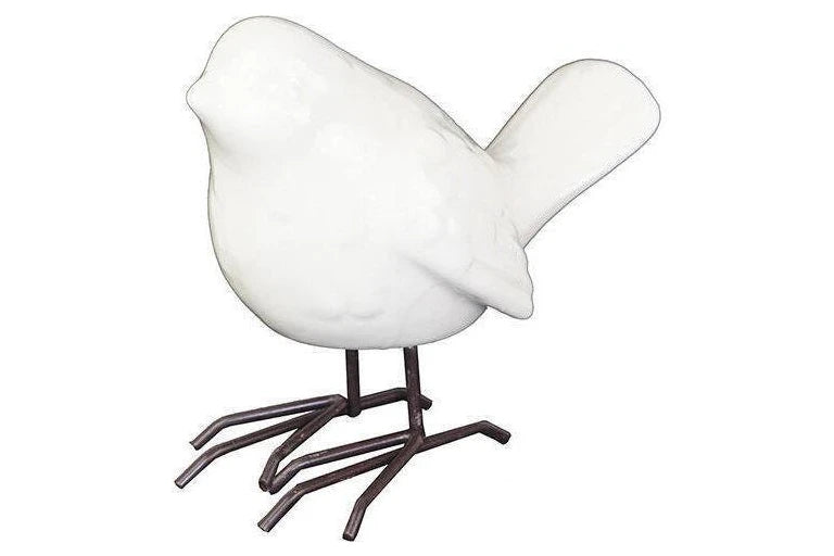 LVD Birds on Legs White Decorative Sculpture – Modern Ceramic Ornament for Home & Lounge Décor 13cm