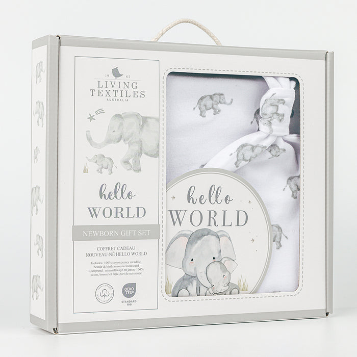 Living Textiles | Hello World Gift Set - Watercolour Elephant
