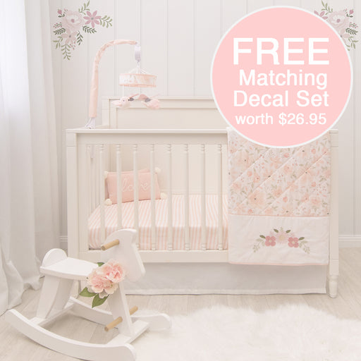 Living Textiles | 4-Piece Nursery Set - Meadow + Free Matching Decal Set - Lozza’s Gifts & Homewares 
