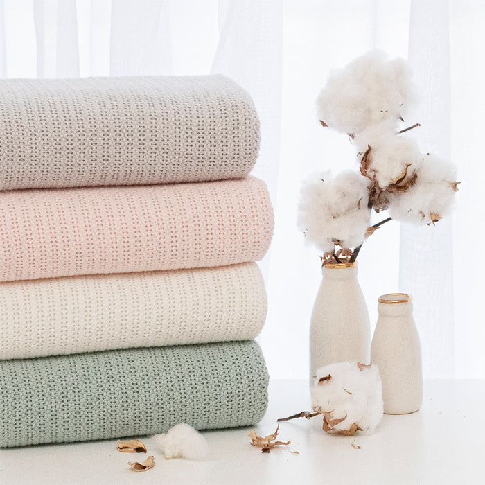 Living Textiles | Organic Bassinet/Cradle Cellular Blanket - Sage - Lozza’s Gifts & Homewares 
