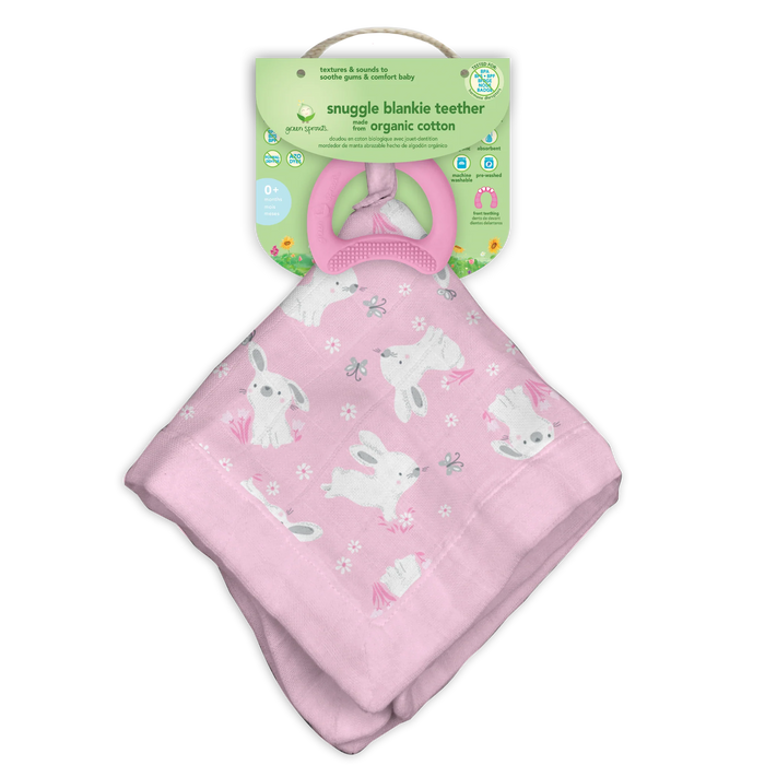 Snuggle Blankie Teether made from Organic Cotton - 3months+ - Lozza’s Gifts & Homewares 