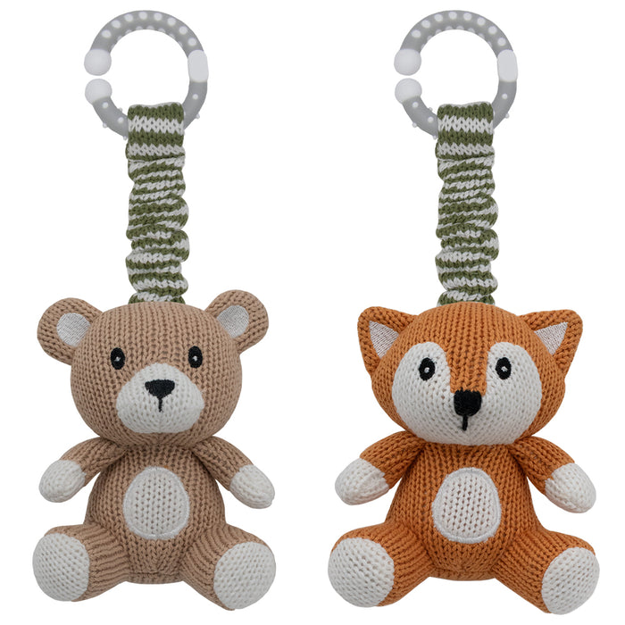 Living Textiles | 2pk Stroller Toys - Bear & Fox