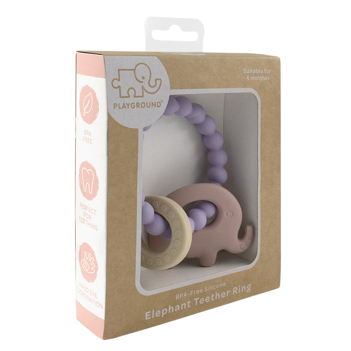 Playground by Living Textiles | Silicone Elephant Teether - Lilac - Lozza’s Gifts & Homewares 