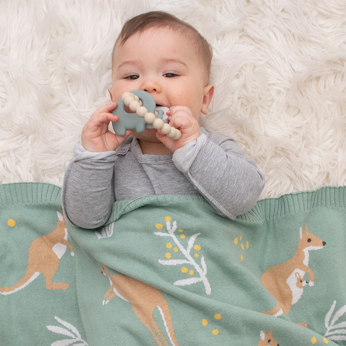 Playground by Living Textiles | Silicone Elephant Teether - Sage - Lozza’s Gifts & Homewares 