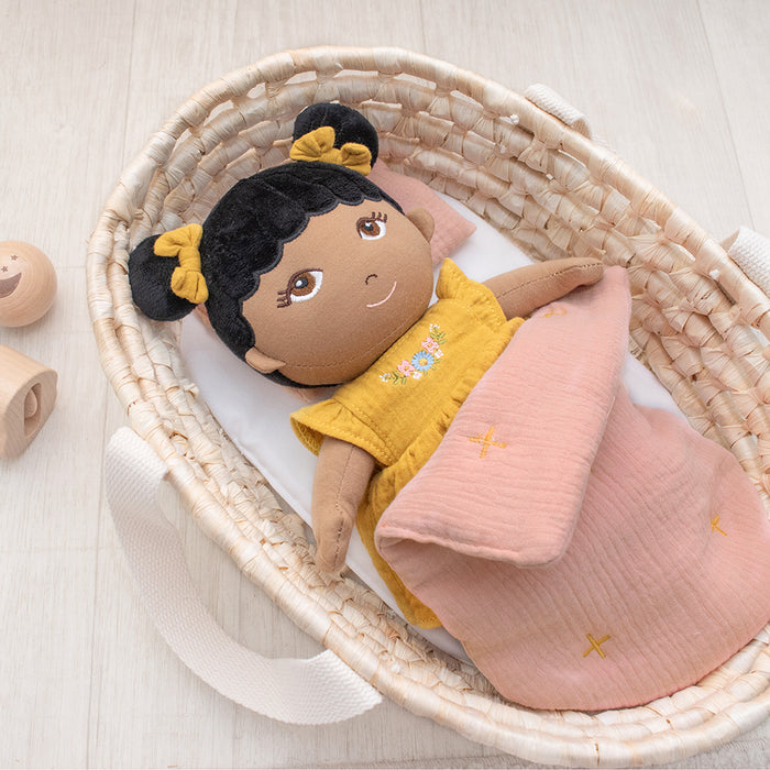 Living Textiles | Woven Doll Moses Basket Set - Blush