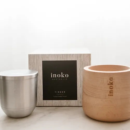 Inoko | Timber Vessel & 1 Candle - Large