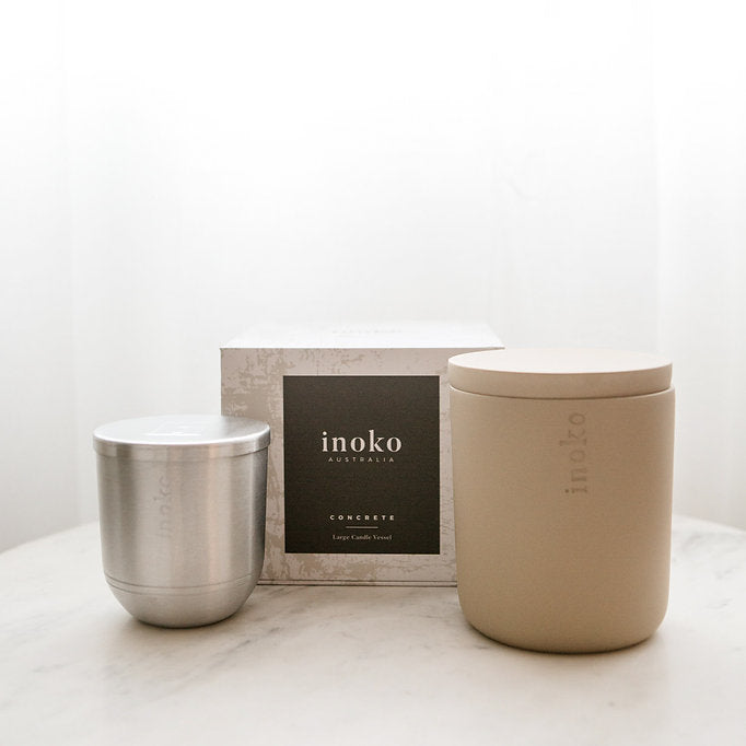 Inoko | Concrete Vessel & Candle - Small - Lozza’s Gifts & Homewares 