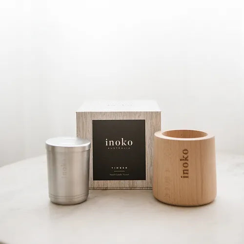 Inoko | Timber Vessel & 1 Candle- Small