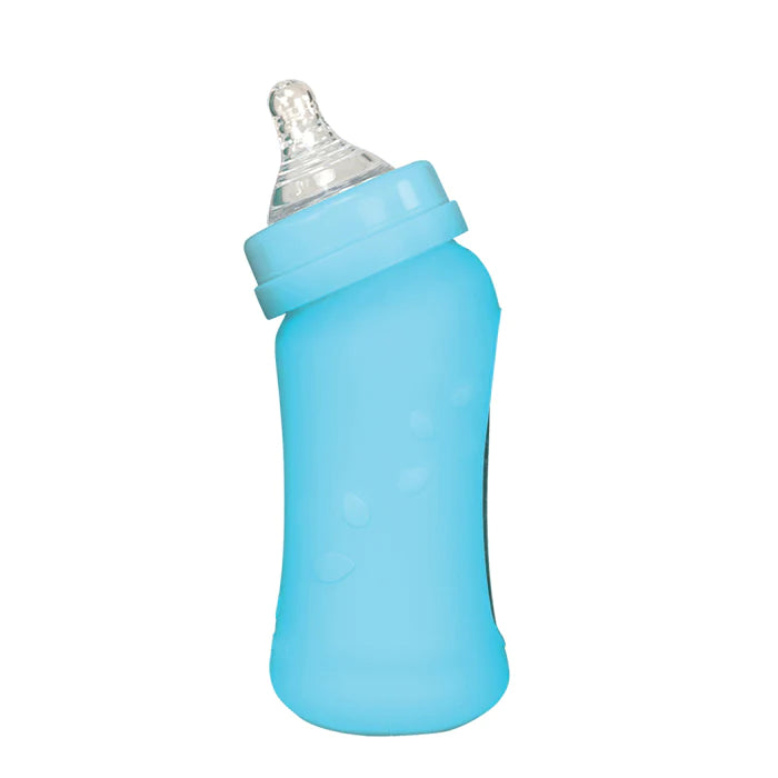 Baby Bottle made from Glass w Silicone Cover-8oz-Aqua-0mo+ - Lozza’s Gifts & Homewares 