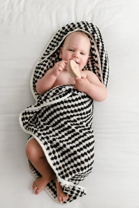 Mummy & Me Bath Set - Black & White Pompom Towels - Lozza’s Gifts & Homewares 
