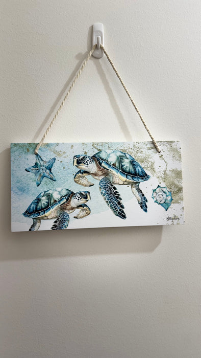 Hanging Plaque Aqua Turtle - 15x30cm