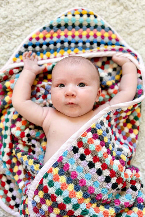 Pompom Turkish Cotton Hooded Baby Towel - Candy - Lozza’s Gifts & Homewares 