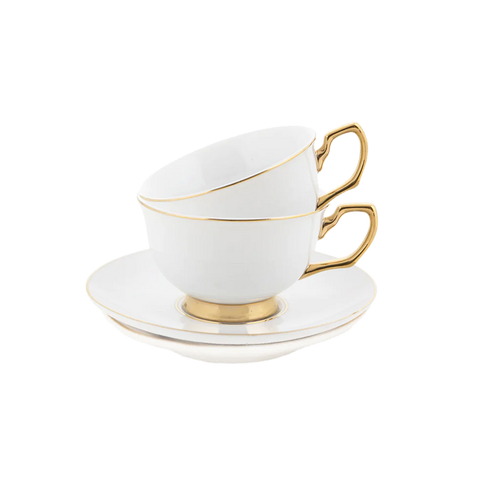 Cristina Re |  Petite Ivory Teacup & Saucer Set of 2 - 80ml