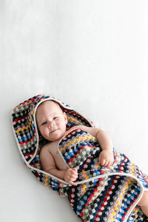 Pompom Turkish Cotton Hooded Baby Towel - Multicoloured - Lozza’s Gifts & Homewares 