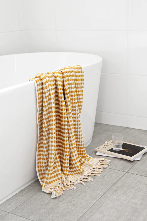 Mustard Yellow Pompom Bathroom Set - Lozza’s Gifts & Homewares 
