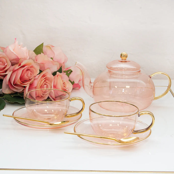 Cristina Re |  Rose Glass Teacup & Saucer Set of 2