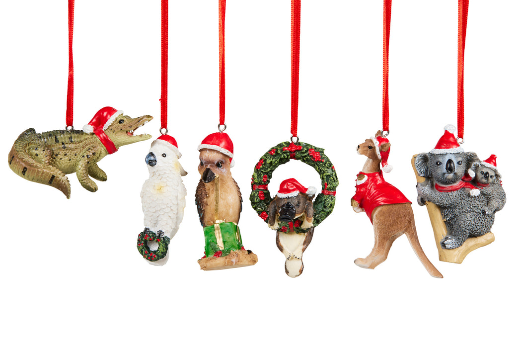 Australian Christmas Tree Decorations- Aussie Animal Gift Pack of 6