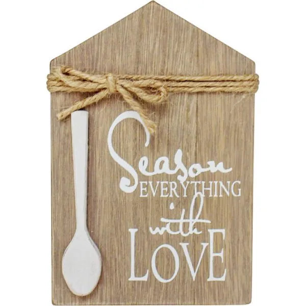 Season Everything with Love Wooden Sign – Rustic Kitchen & Home Décor Plaque 15cm