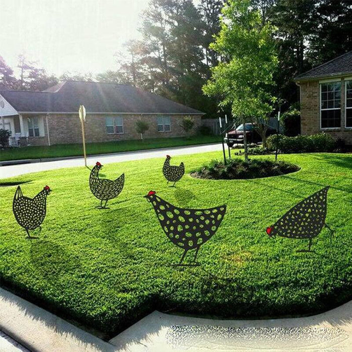 Garden Ornaments Chicken Yard Art Garden Backyard Lawn Decor Gift Easter Deco - C
