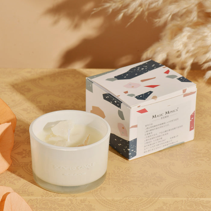 Scented Candle -  3 PCS (Freesia)Macaron Crystal Stone