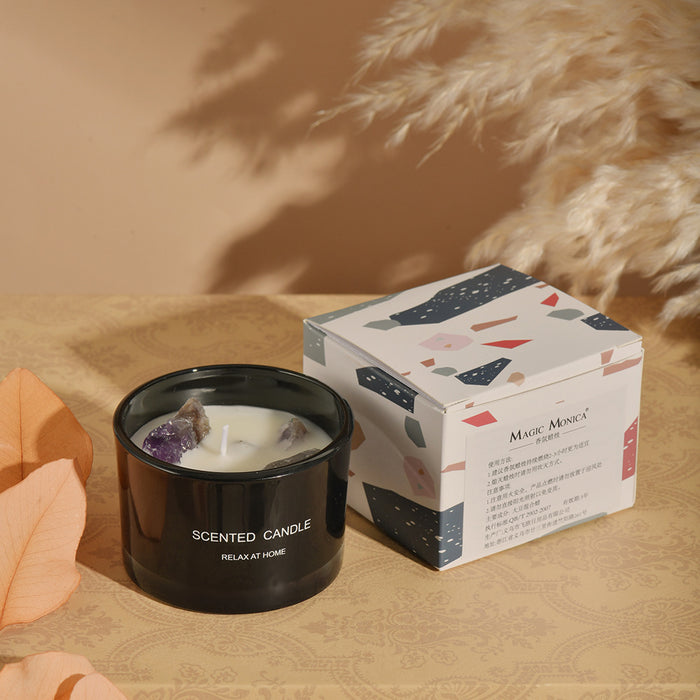 Scented Candle - 3 PCS (Misty Morning)Macaron Crystal Stone