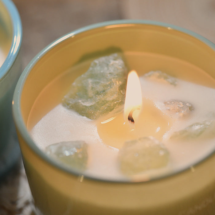 Scented Candle - 3 PCS (Misty Morning)Macaron Crystal Stone