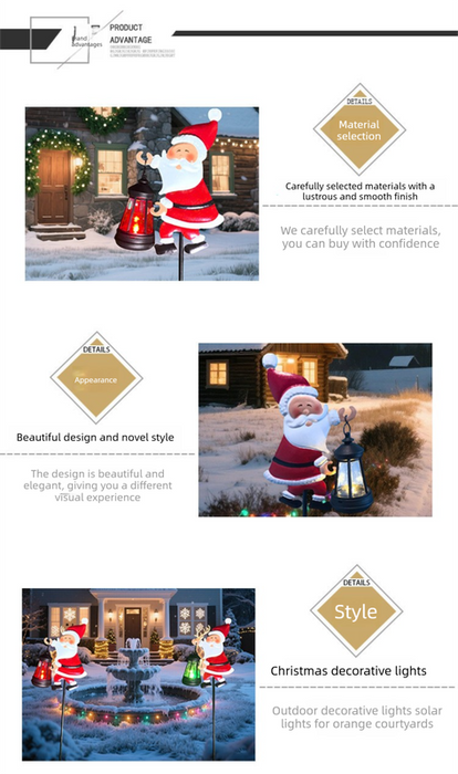 Solar Powered Christmas Garden Stake - Metal Santa with Watering Can &  LED Waterfall - 82cm Outdoor Yard Decoration