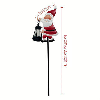 Solar Powered Christmas Garden Stake - Metal Santa Claus with Glowing Lantern - Warm White LED Outdoor Decoration - 82cm Height