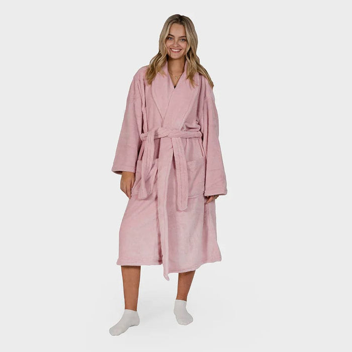 Bambury Microplush Bath Robe - Blush - Lozza’s Gifts & Homewares 