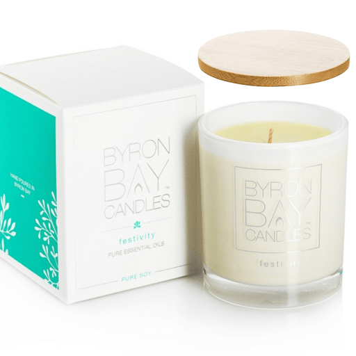 Byron Bay Scented Pure Soy Candles 50hr Gift Boxed - Festivity - Lozza’s Gifts & Homewares 