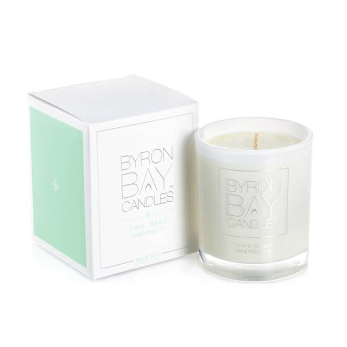Byron Bay Scented Pure Soy Candles 50hr Gift Boxed - Lime Basil Mandarin - Lozza’s Gifts & Homewares 