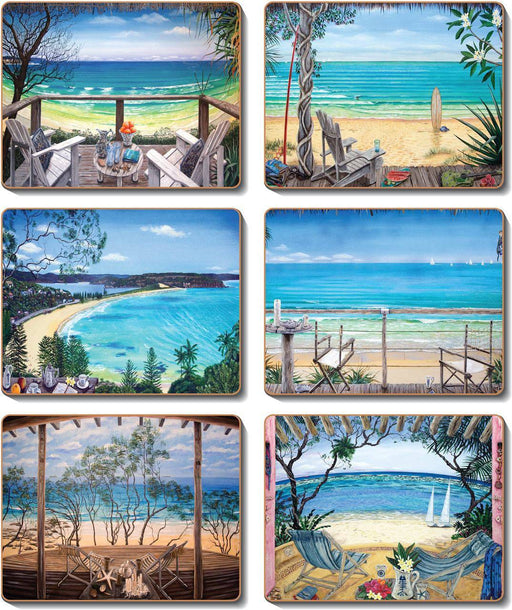 Cinnamon Coastal Verandahs Coasters Set of 6 - Lozza’s Gifts & Homewares 