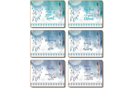 Cinnamon Feathers & Dreams Coasters Set of 6 - Lozza’s Gifts & Homewares 