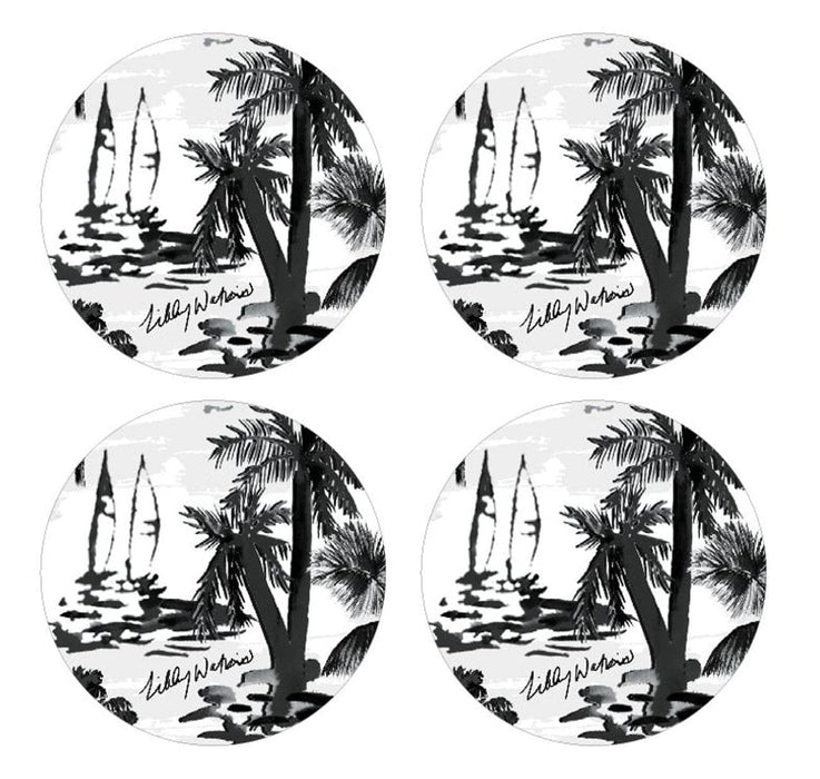 Cinnamon Round Calypso Capri Ink Glass Coasters Set of 4 - Lozza’s Gifts & Homewares 