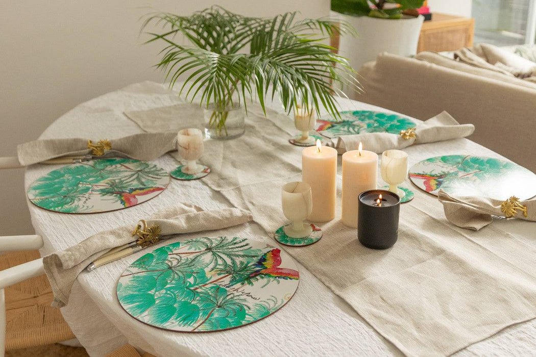 Cinnamon Round De Palmis White Glass Coasters Set of 4 - Lozza’s Gifts & Homewares 