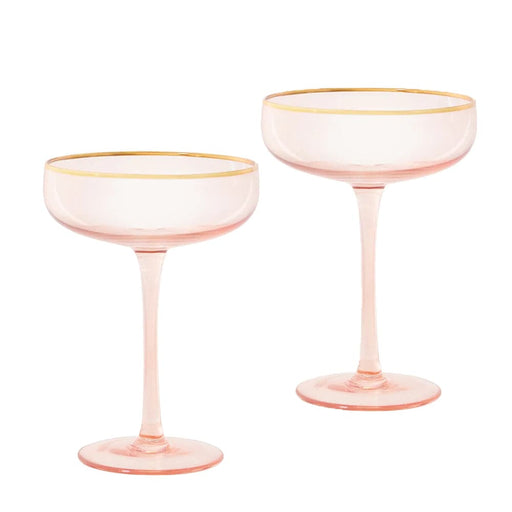 Coupe Glasses Rose Crystal Set of 2 - Lozza’s Gifts & Homewares 
