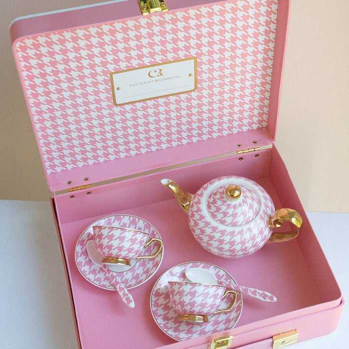 Petite Tea Set Houndstooth - Lozza’s Gifts & Homewares 