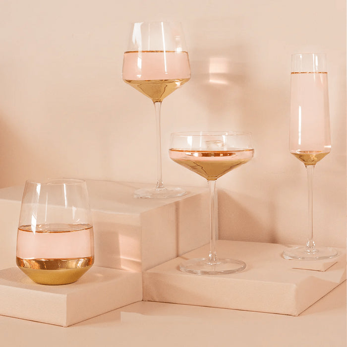 Wine Glass Estelle Gold Set of 2 - Lozza’s Gifts & Homewares 