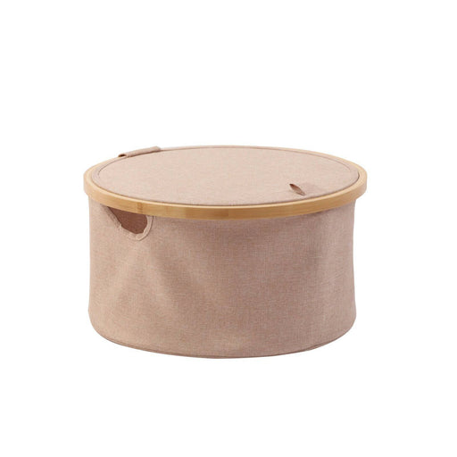 Sherwood Home Round Linen and Bamboo Laundry Hamper with Cover Rose Gold 38x38x20cm - Lozza’s Gifts & Homewares 