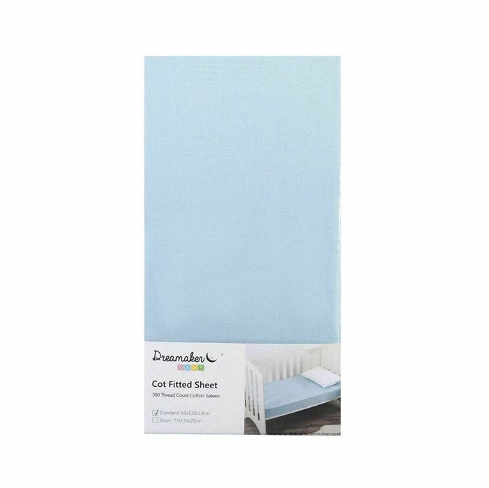 Dreamaker Cot Fitted Sheet - Blue - Lozza’s Gifts & Homewares 
