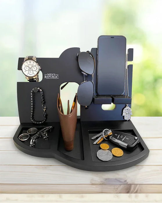 Men’s Republic Docking Station & Nightstand – Black Organizer