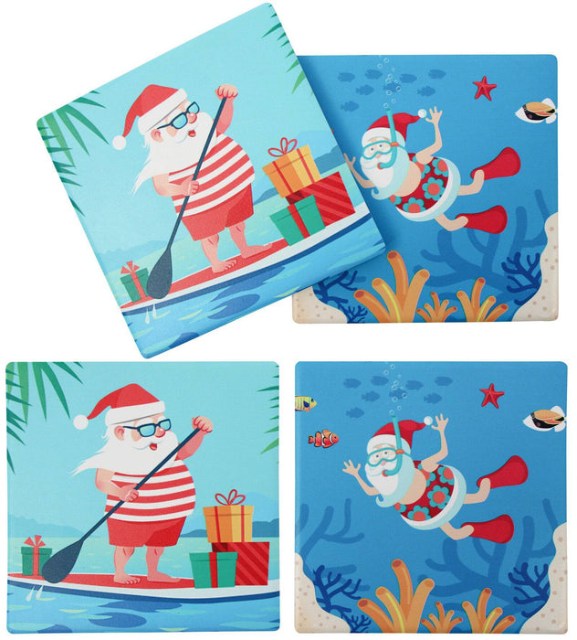 Coasters Summertime Santa S/4 - Lozza’s Gifts & Homewares 