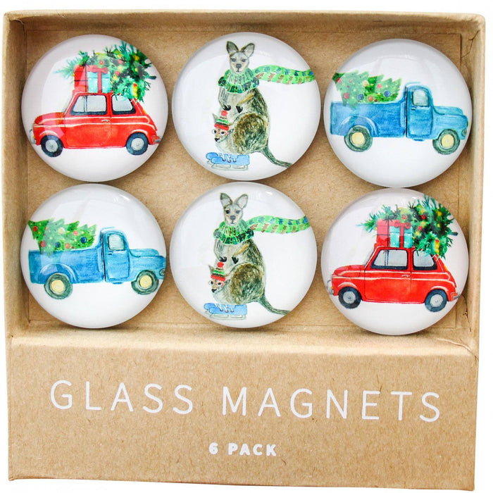 Glass Magnets Xmas Outback S/6 - Lozza’s Gifts & Homewares 