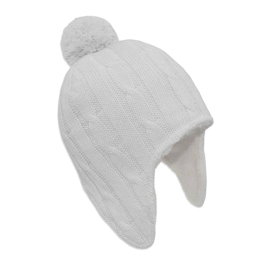 Cable Knit Sherpa Pompom Beanie - Pure white 0-6mths - Lozza’s Gifts & Homewares 