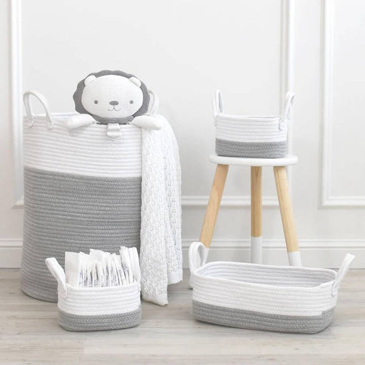 100% Cotton Rope Hamper - Grey/White - Large - Lozza’s Gifts & Homewares 