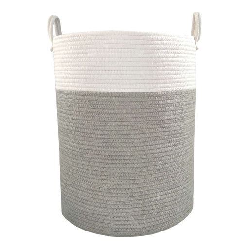 100% Cotton Rope Hamper - Grey/White - Large - Lozza’s Gifts & Homewares 