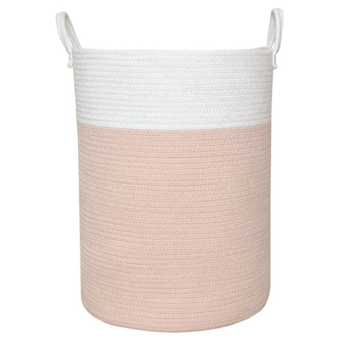 100% Cotton Rope Hamper - Large - Blush/White - Lozza’s Gifts & Homewares 