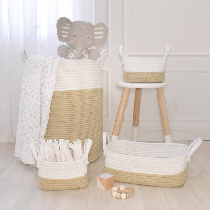 100% Cotton Rope Hamper - Large - Natural/White - Lozza’s Gifts & Homewares 