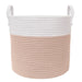 100% Cotton Rope Hamper - Medium - Blush/White - Lozza’s Gifts & Homewares 