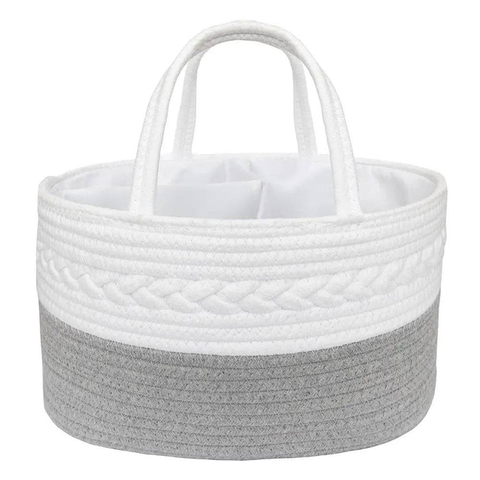 100% Cotton Rope Nappy Caddy - Small - Grey/White - Lozza’s Gifts & Homewares 